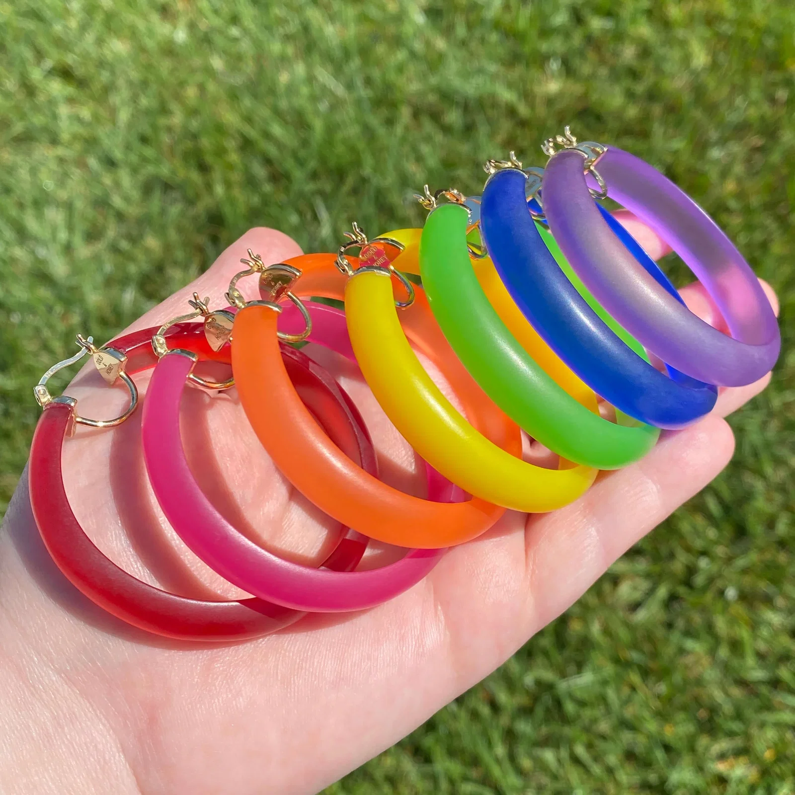Image of SAMPLE SALE - Frosted Lucite Hoop Earrings