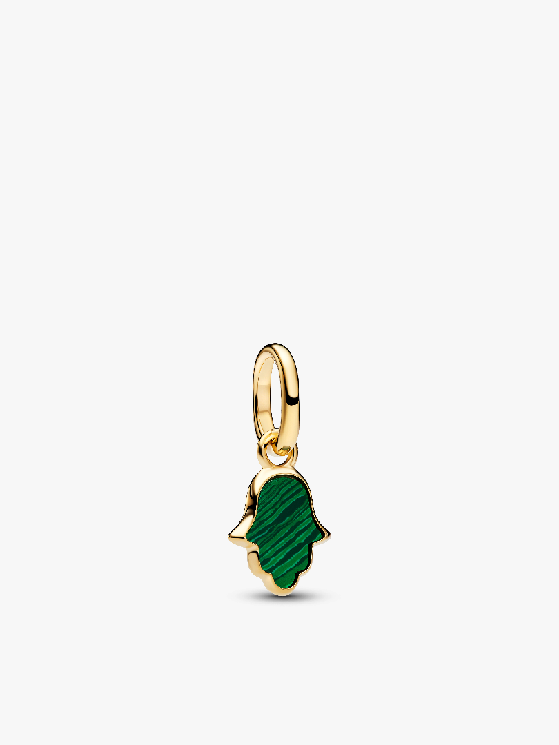 Green Hamsa Hand Mini Dangle Charm