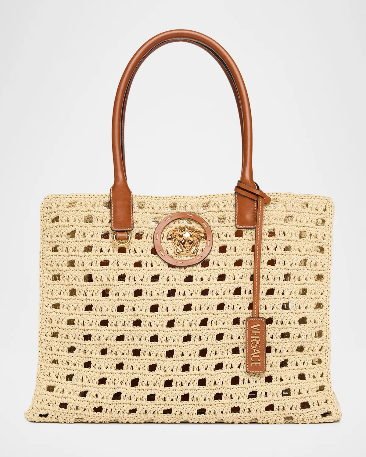 La Medusa Large Crochet Raffia Tote Bag