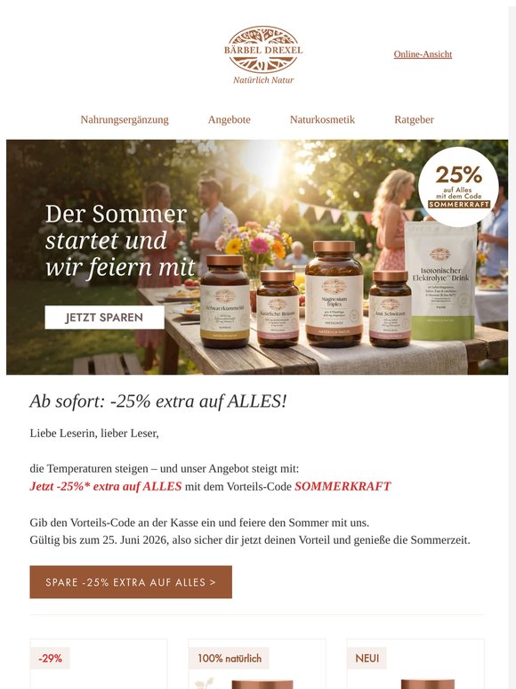 Mehr Sommer, mehr Rabatt: jetzt -25% auf ALLES ☀️