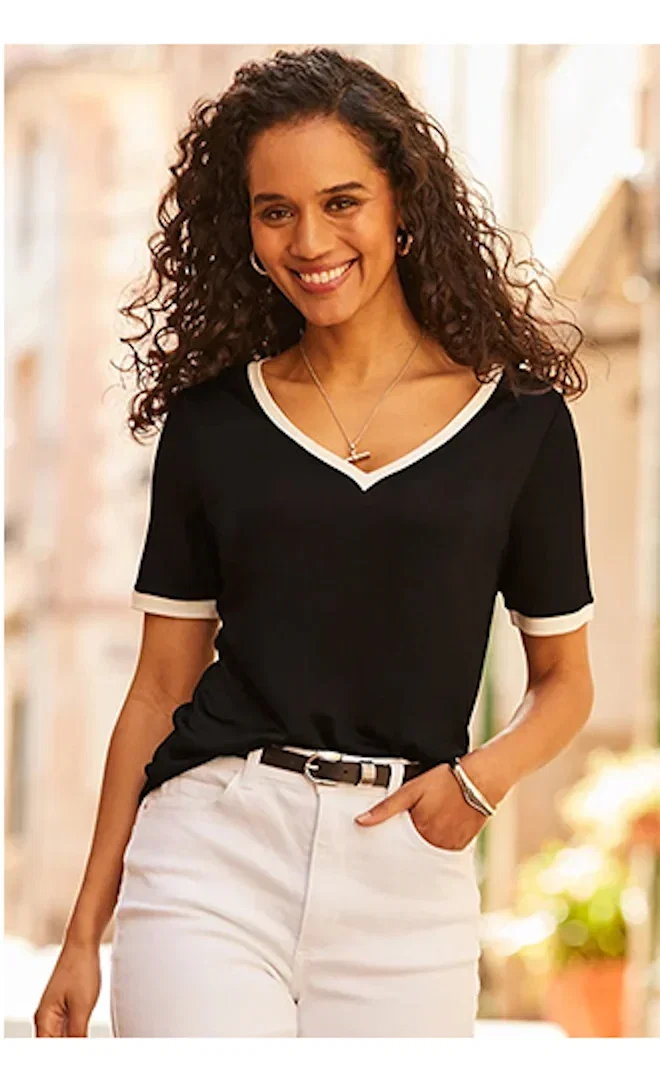 Black Contrast Trim Premium T-Shirt