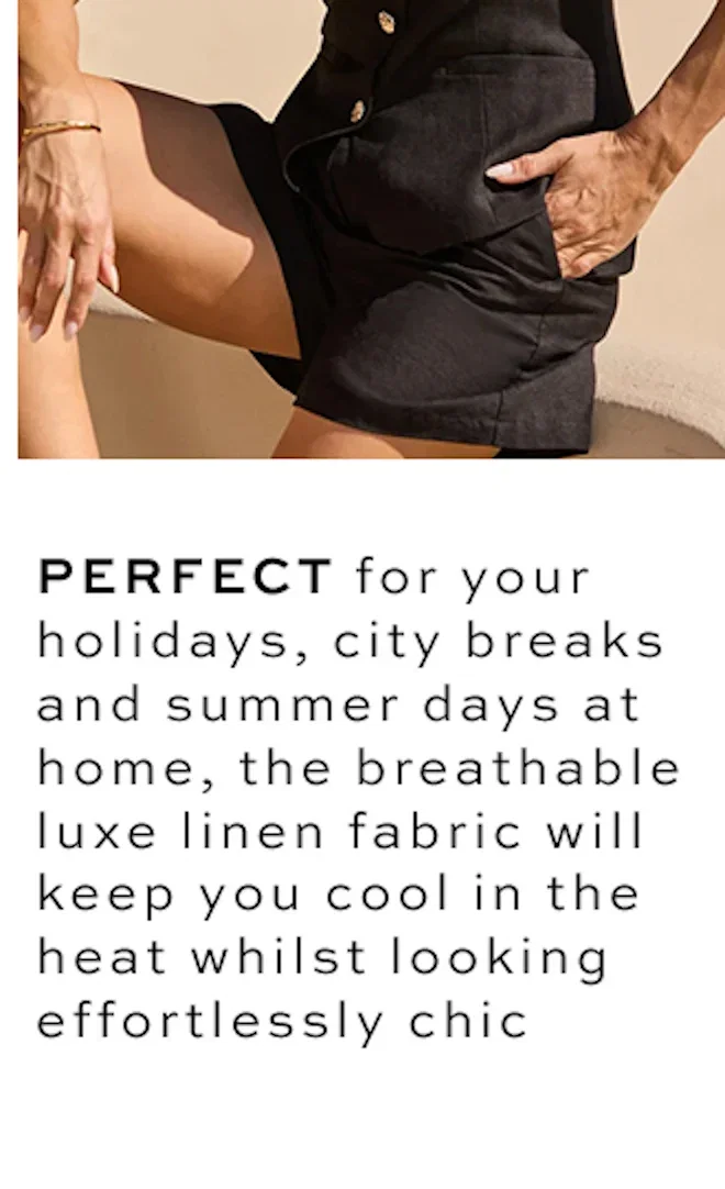 Black Relaxed Fit Linen Blend Shorts