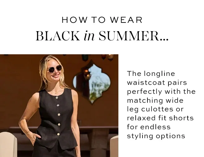 Black Linen Blend Crew Neck Waistcoat