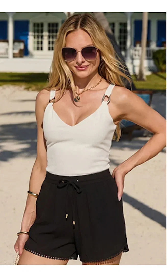 Black Crinkle Shorts