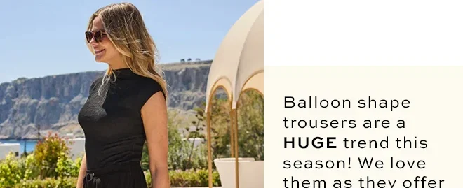 Black Textured Cuffed Hem Balloon Trousers