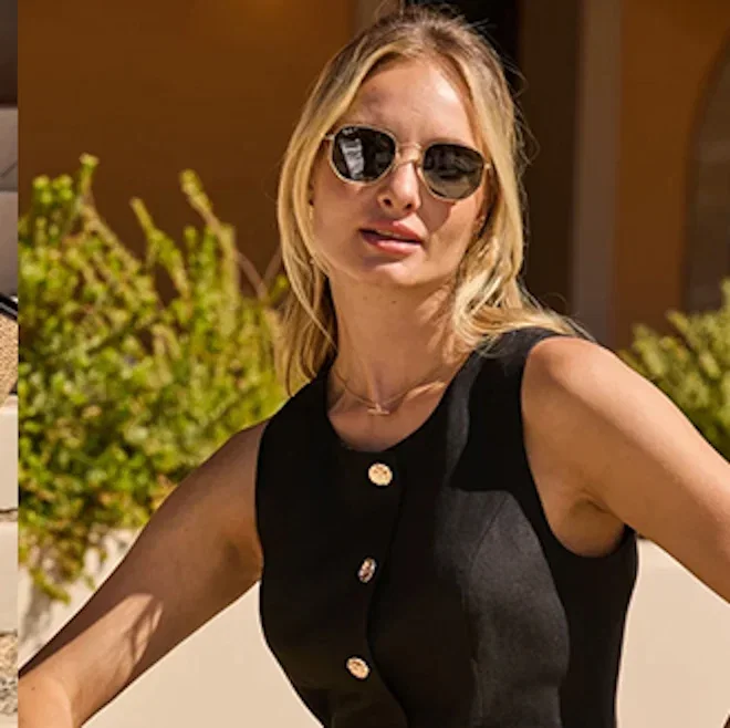 Black Linen Blend Crew Neck Waistcoat