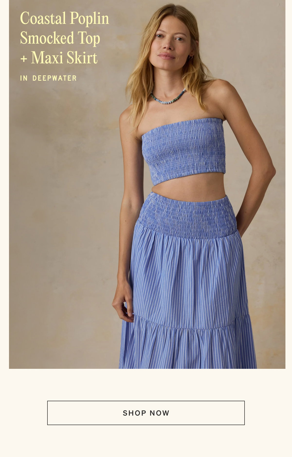 Coastal Poplin Smocked Top + Maxi Skirt