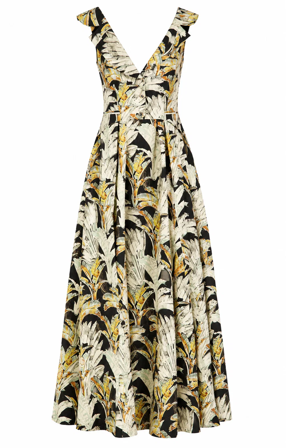 Image of Baxter Linen Full-Length Dress - Black & Khaki