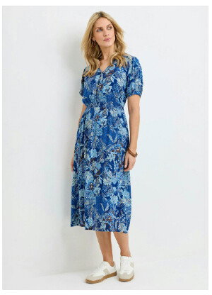 V-Neck Tiered Printed Dress