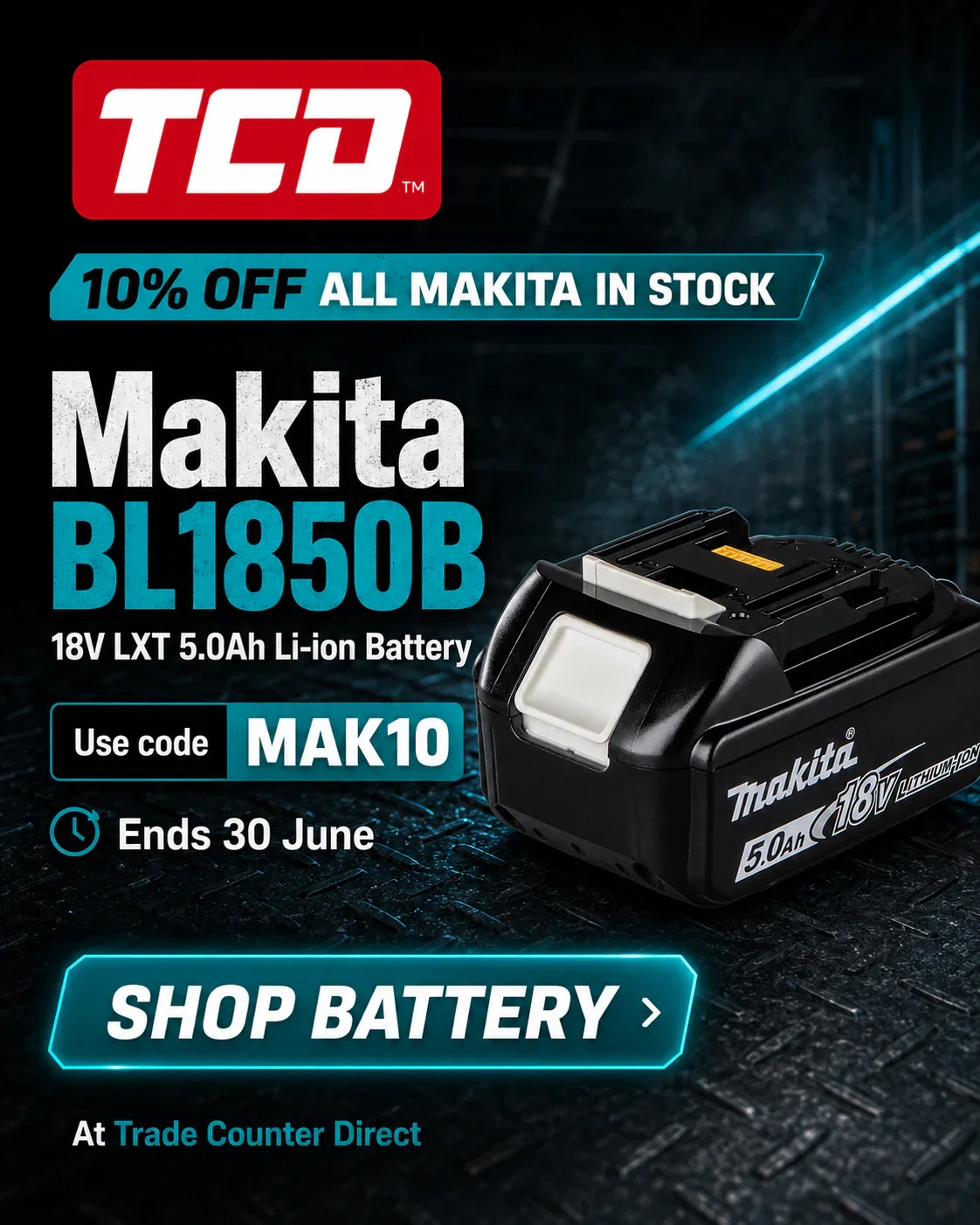Makita BL1850B 18V LXT 5.0Ah Li-ion Battery