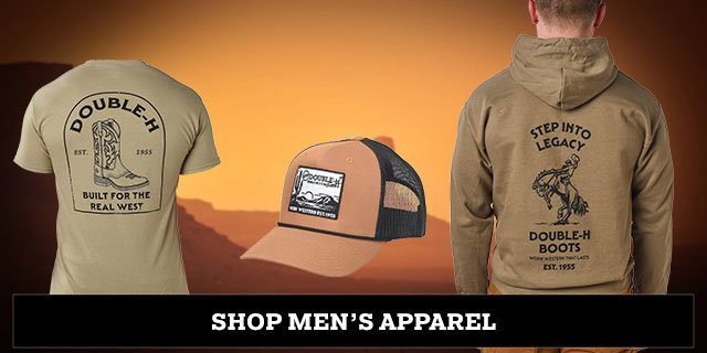Shop men's apparel. Double-H apparel in a collage.