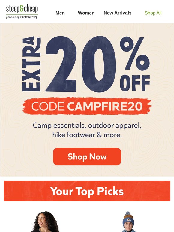 🔥 Extra 20% off—code CAMPFIRE20