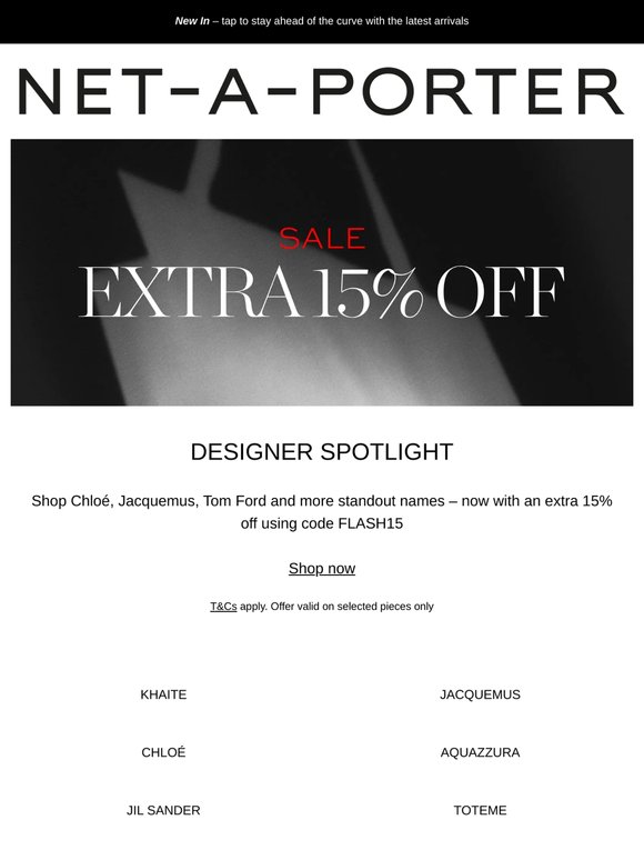 Extra 15% off Chloé, Jacquemus, Tom Ford and more