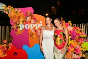 Avery Woods and Emilie Kiser attend the Poppi Soda's Back Beach Bash at Gurney's Montauk on July 28, 2023 in Montauk, New York.