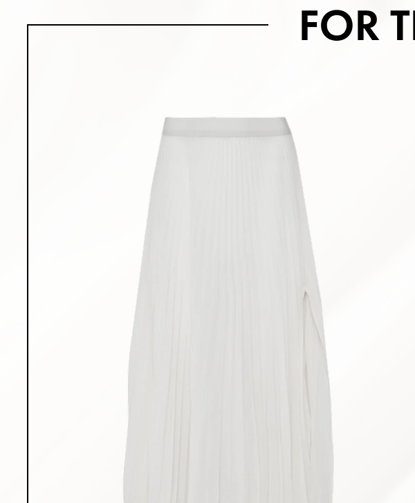 Mesh Pleated Skirt in Ivory
