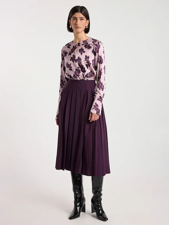 Effie Pleat Midi Skirt