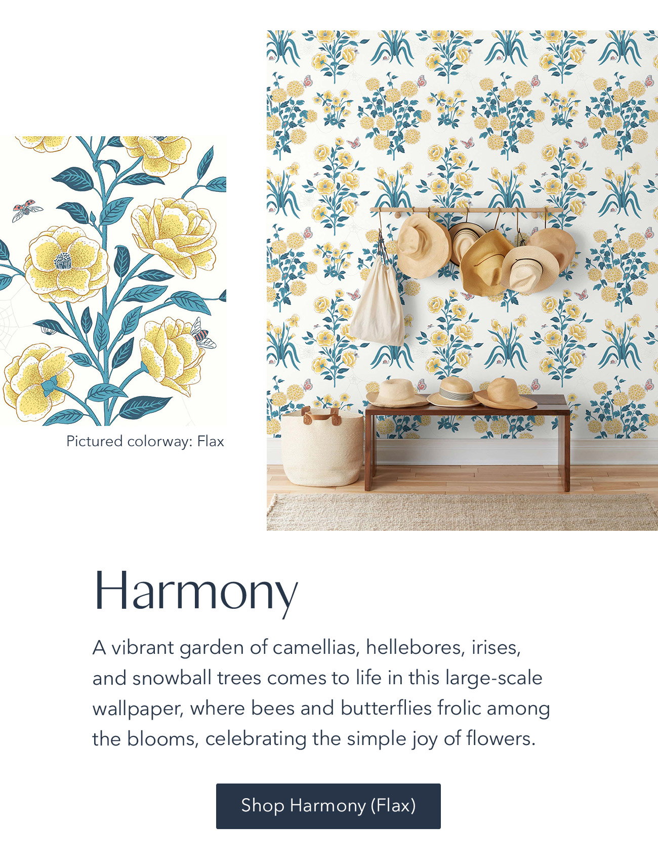 Harmony (Flax) Wallpaper | Hygge & West
