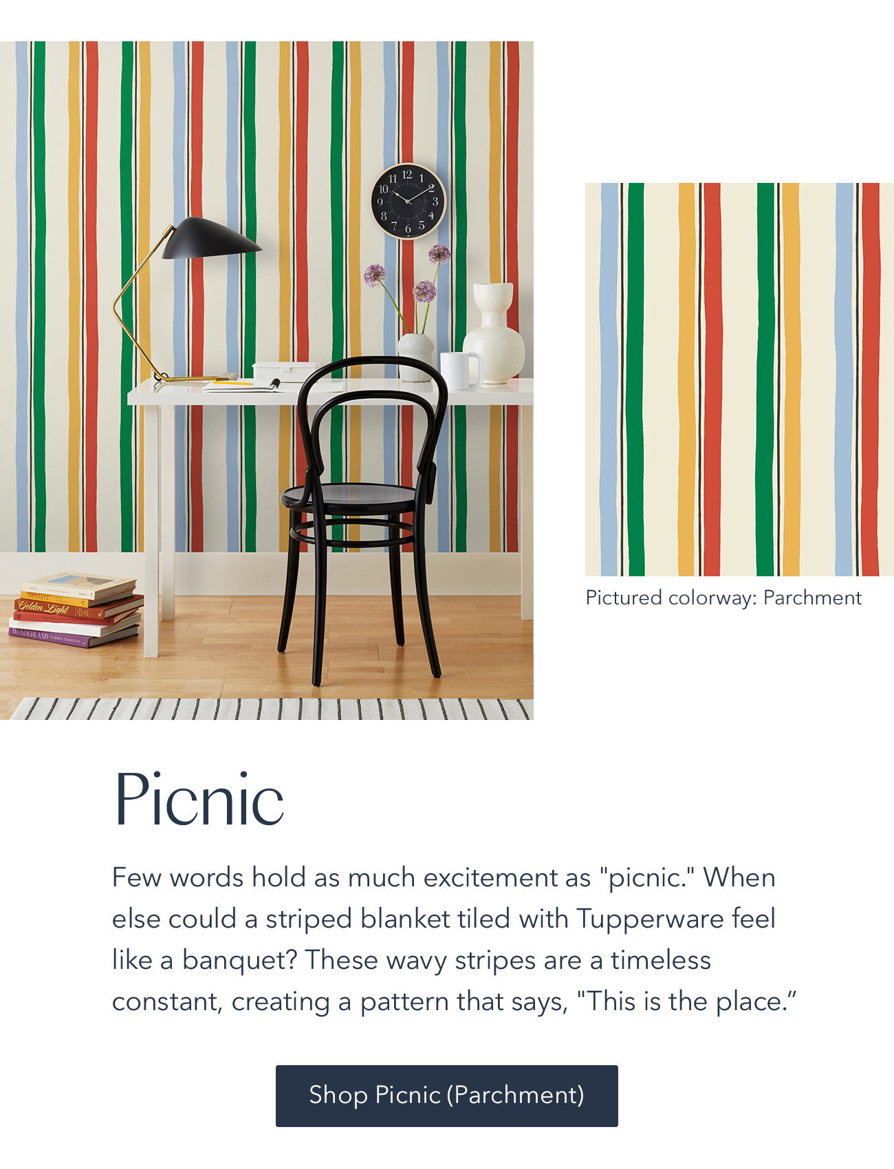 Picnic (Parchment) Wallpaper | The Aesthetics of Joy + Hygge & West