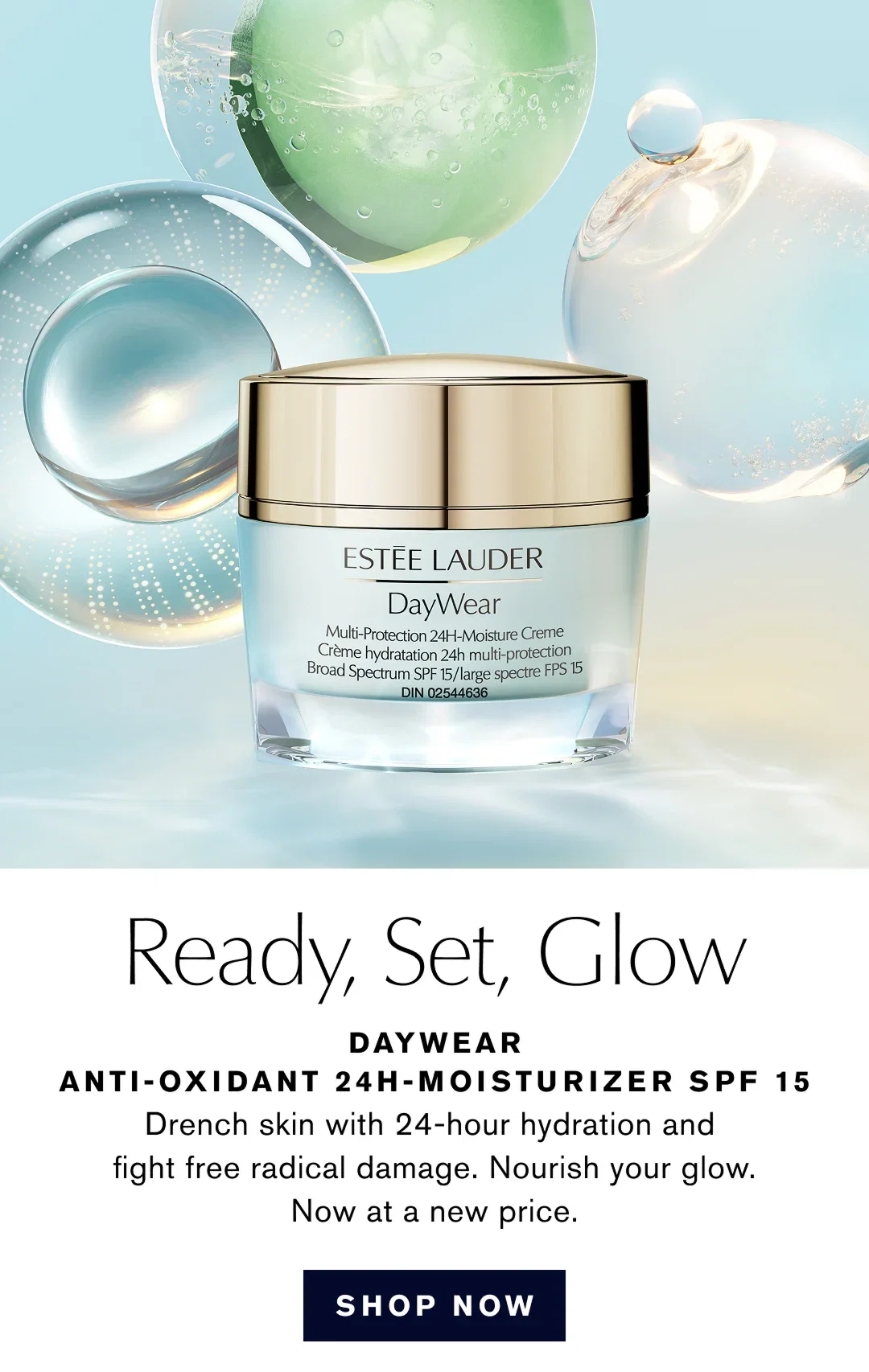 Ready, Set, Glow | DAYWEAR ANTI-OXIDANT 24H-MOISTURIZER SPF 15 | Drench skin with 24-hours hydration and fight free radical damage. Nourish your glow. Now at a new price. SHOP NOW