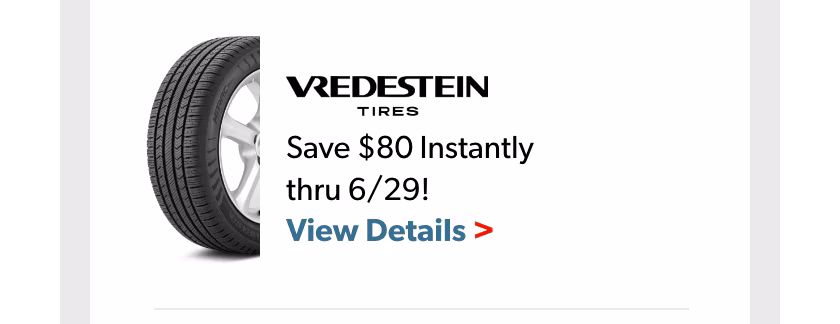 Buy a Set of 4 Select Vredestein Tires, Save $80 Instantly