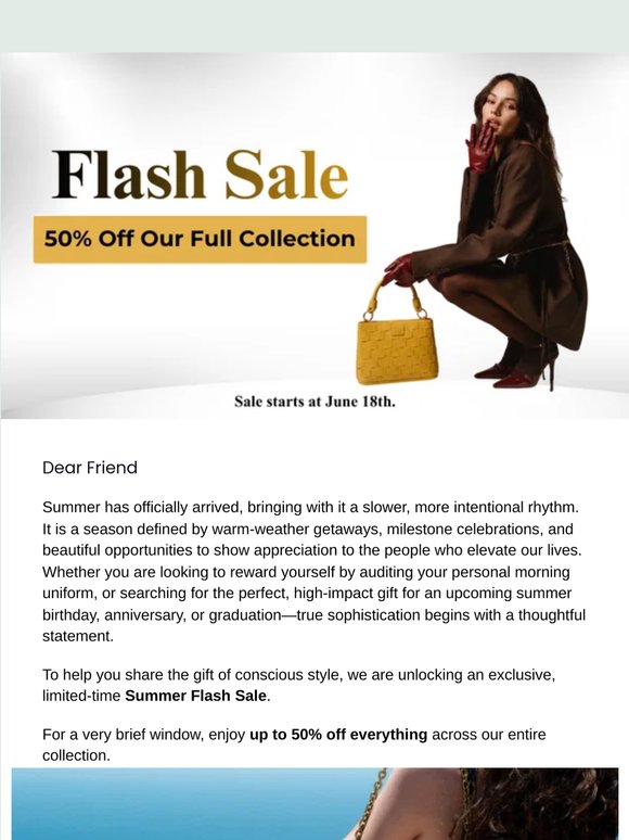 FLASH SALE: Summer starts with up to 50% off everything