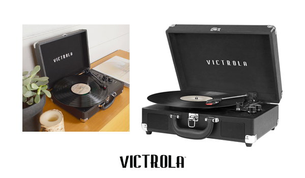 Journey Portable Bluetooth 3-Speed Suitcase Record Player, Black