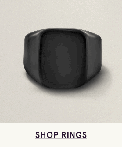 Bold, matte black signet ring with rectangular face. Click here to shop rings