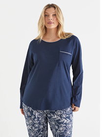 Stitch Detail Long Sleeve Pyjama Top