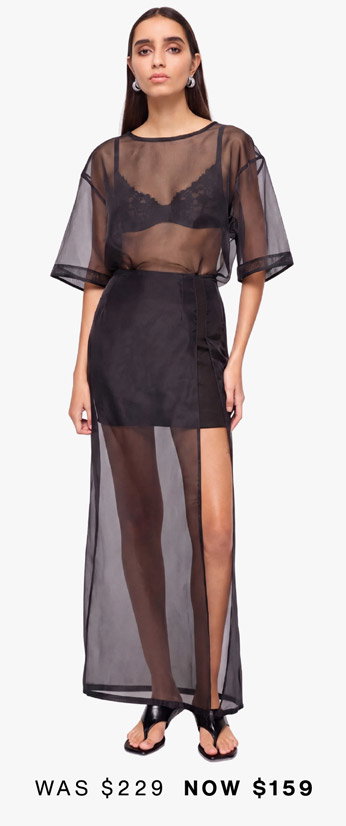 Jade Organza Oversized Tee-Black