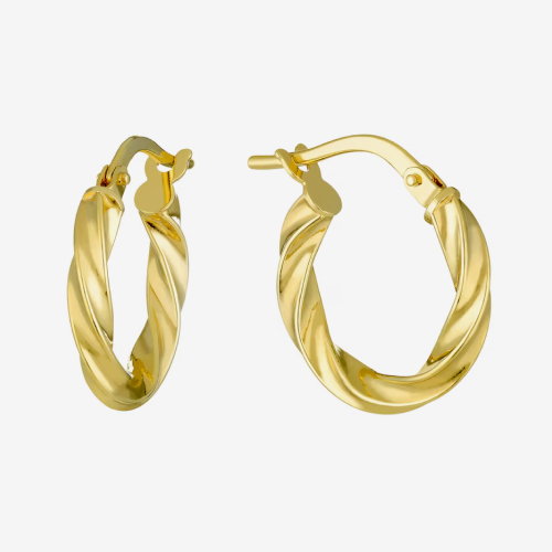 9ct Yellow Gold 10mm Twisted Hoop Earrings