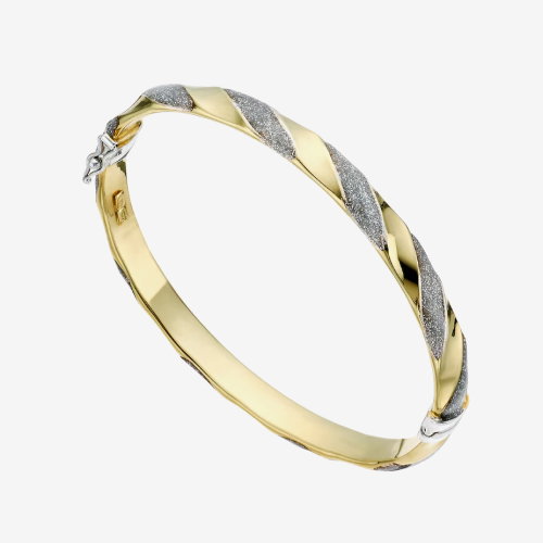 Together Silver & 9ct Bonded Gold Patterned Bangle