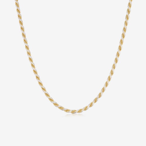 Sterling Silver & Yellow Gold Plated Twisted Rope Chain