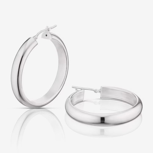 Sterling Silver Chunky Hoop Earrings 30mm