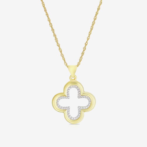 Sterling Silver & 9ct Gold Bonded Two Tone Clover Pendant Necklace