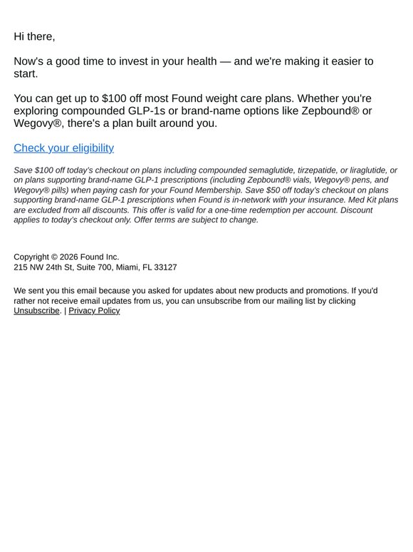 Save up to $100 on GLP-1 medications
