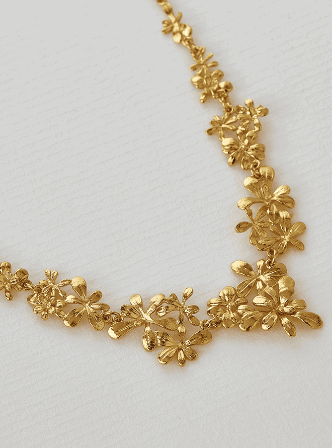 Clustered Rosette Flourish Collar Necklace