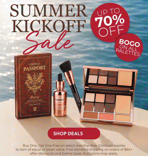 SUMMER KICKOFF SALE: UP TO 70% OFF + BOGO ON ALL PALETTES