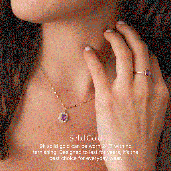 Solid Gold 9k solid gold can be worn 24/7 with no tarnishing. Designed to last for years, it’s the best choice for everyday wear.