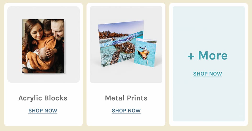 Acrylic Blocks		Metal Prints	+ More	