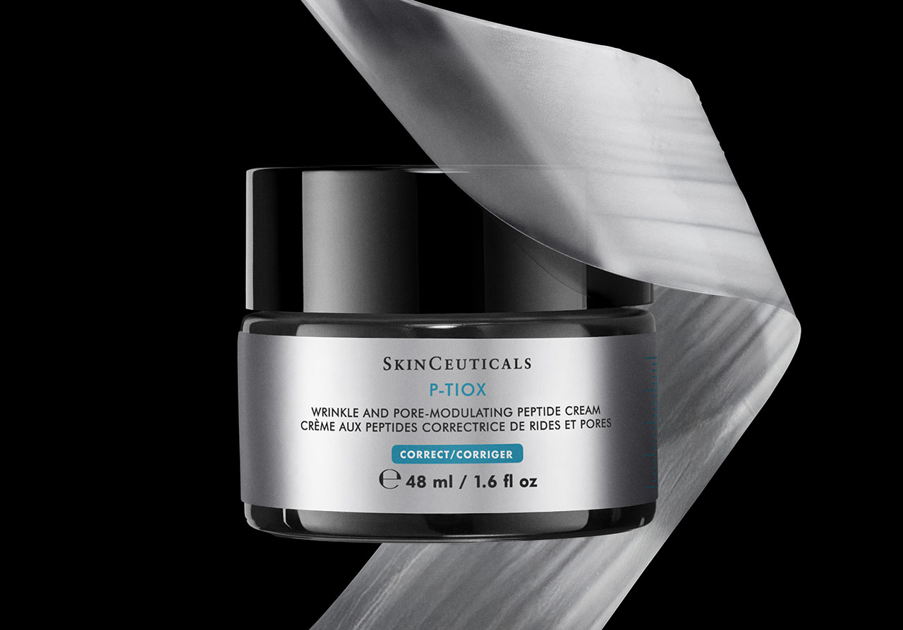 P-Tiox Cream Tiegel 48ml vor schwarzem Hintergrund