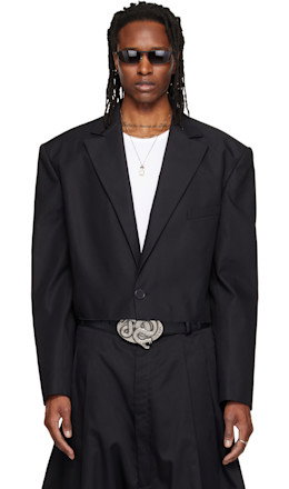 Black Slashed Blazer - LU'U DAN