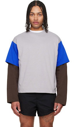 Gray Contrast Sleeve T-shirt - LII
