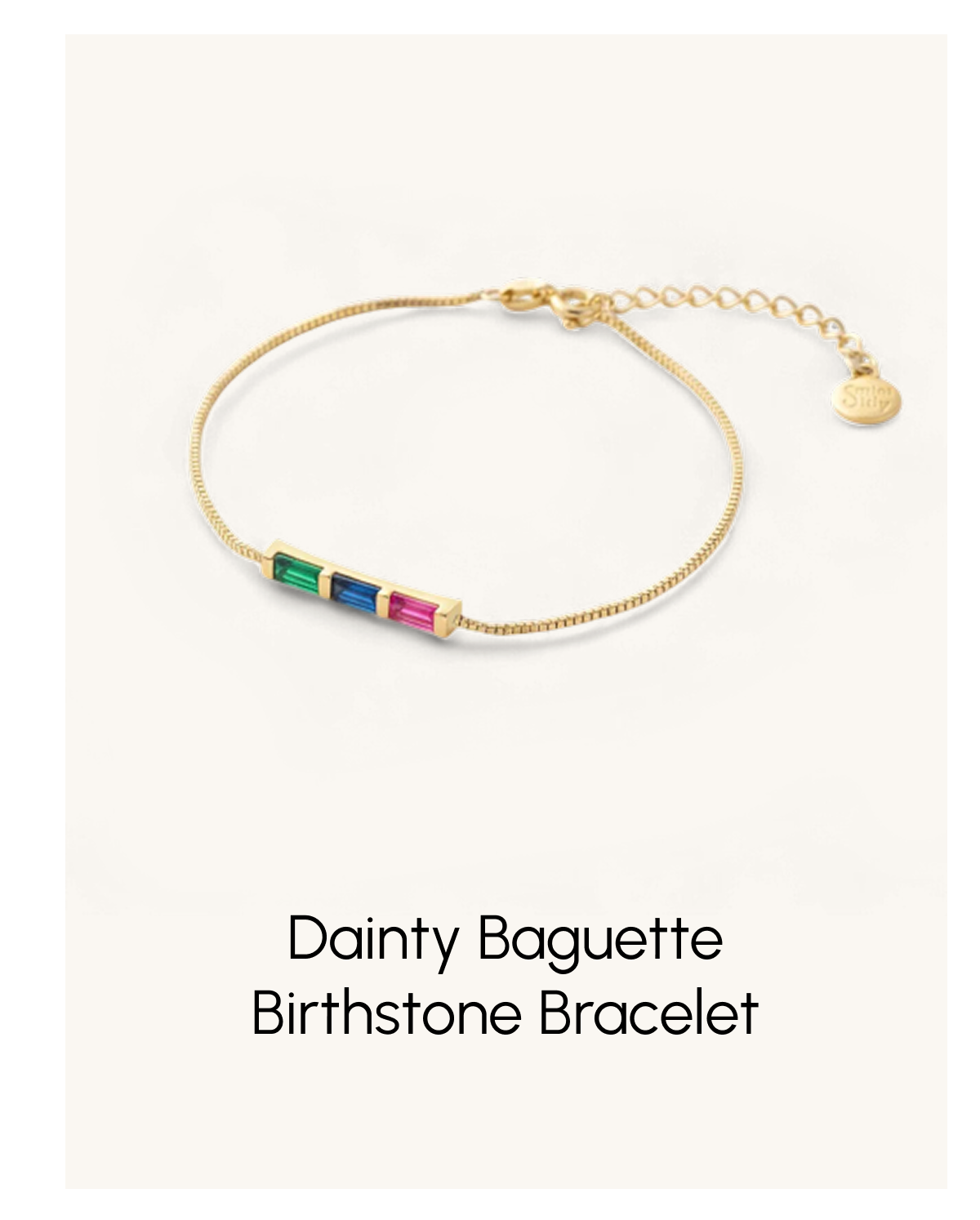 Dainty Baguette Birthstone Bracelet