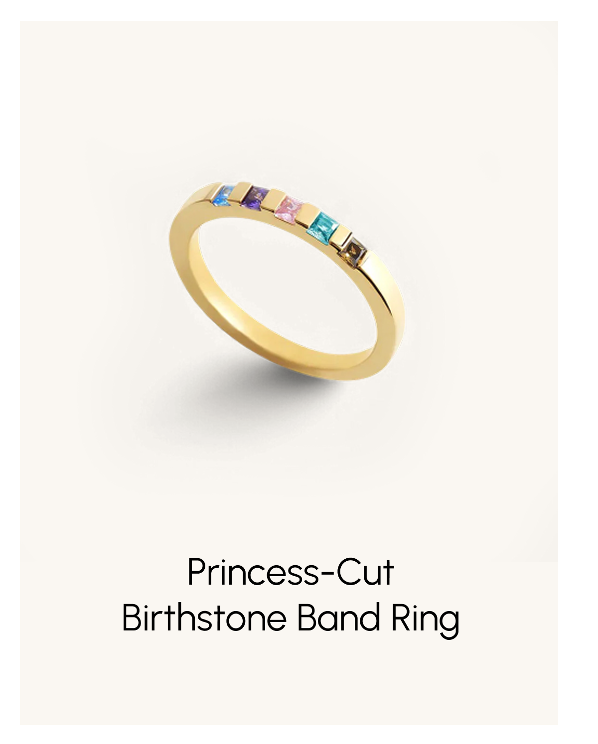 Princess-Cut Birthstone Band Ring