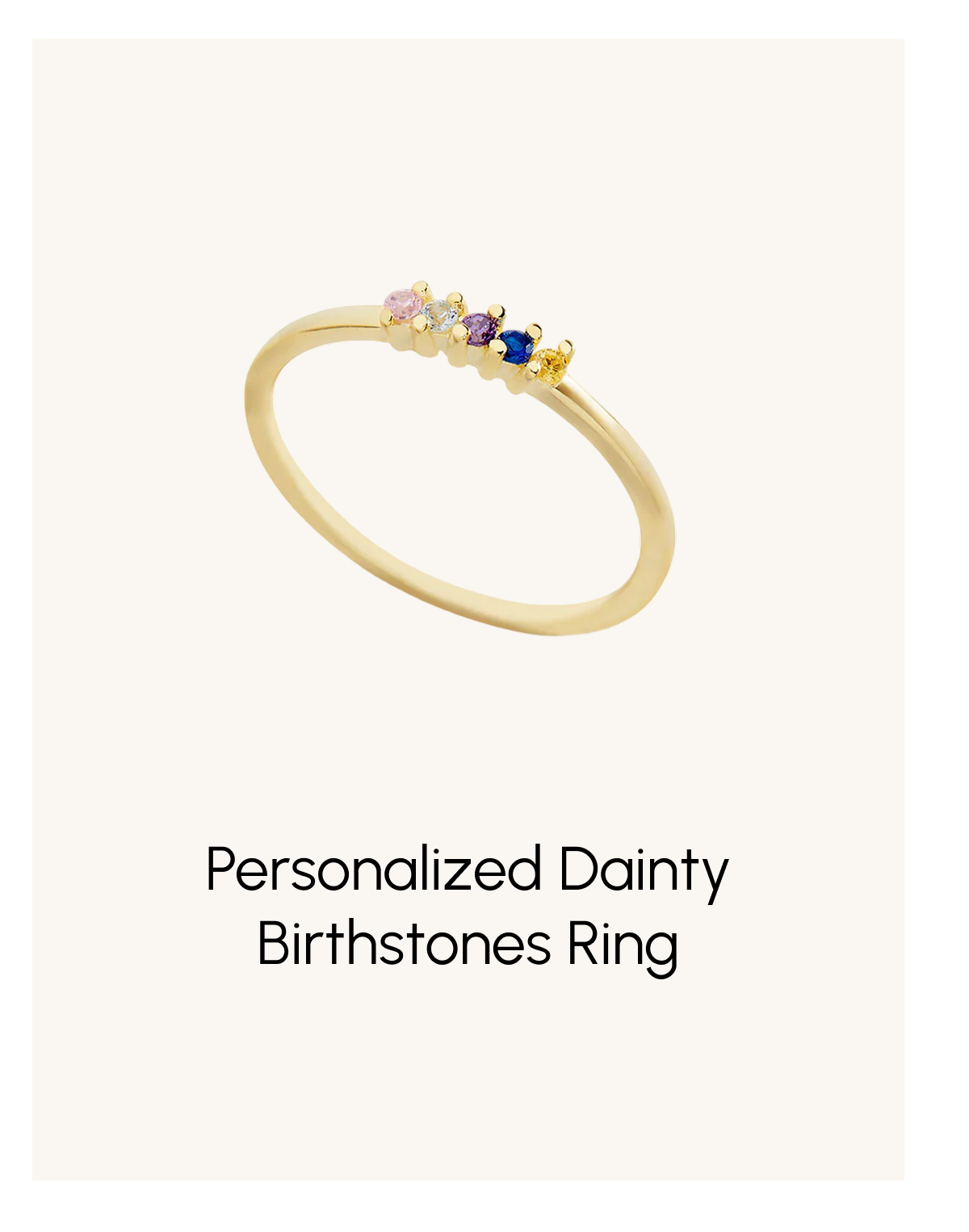Personalized Dainty Birthstones Ring