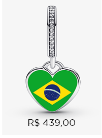 Charm Prata Pendente Bandeira Do Brasil