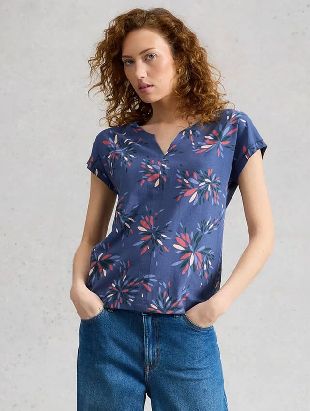 Shop Nelly Short Sleeve Notch Neck T-Shirt