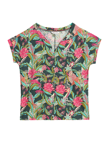Shop Nelly Print Notch Neck Tee