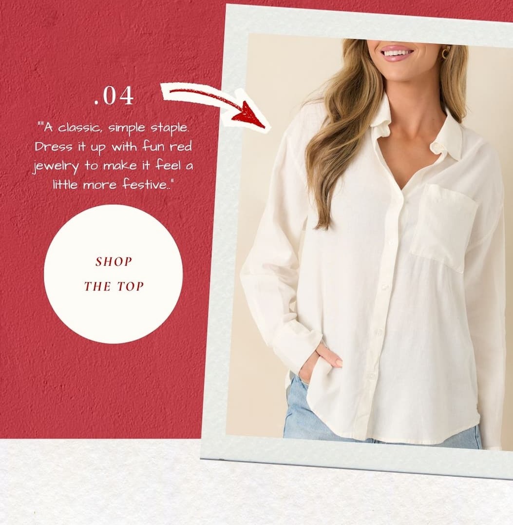 Model wearing a Z Supply white button down top. Shop the top.