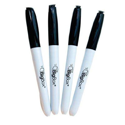 BigBox Dry Erase Markers - Black, 4 Pack, Fine Tip